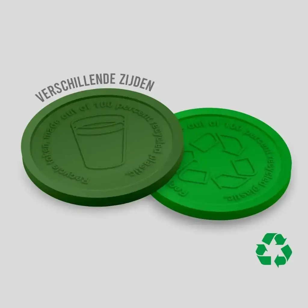 Eco-Recycling-Wertmarken 29 mm | Becher | beidseitig unterschiedlich