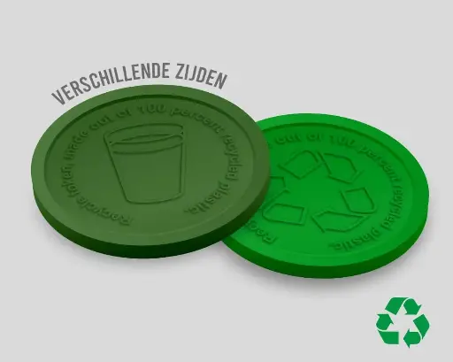 Eco-Recycling-Wertmarken 29 mm | Becher | beidseitig unterschiedlich